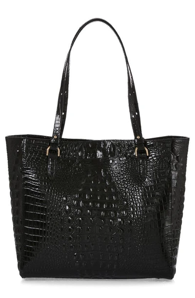 Shop Brahmin April Croc Embossed Leather Tote In Black