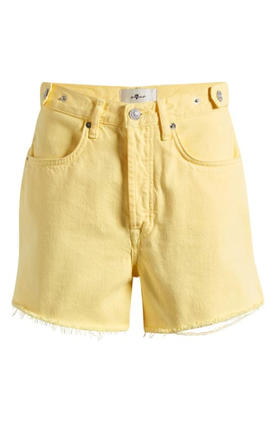 Shop 7 For All Mankind Easy Ruby High Waist Relaxed Cutoff Denim Shorts In Banana