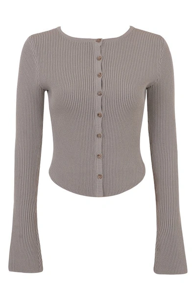 Shop House Of Cb Sylvia Ribbed Cardigan In Taupe