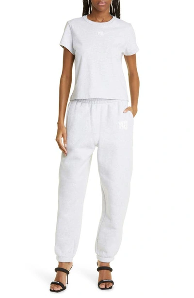 Alexander Wang T T By Alexander Wang Women Essential Jsy Shrunk Tee W/puff Logo & Bound Neck In Light Heather Grey