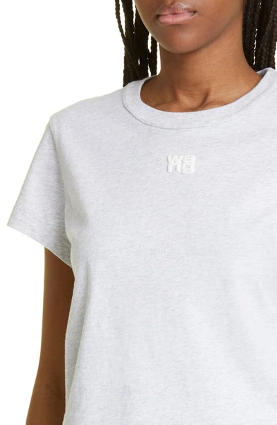 Shop Alexander Wang T Shrunken Cotton Logo Tee In Light Heather Grey