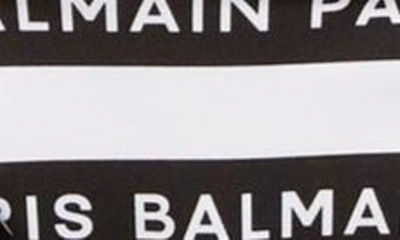 Shop Balmain Stripe Logo Two-piece Triangle Swimsuit In Black/ White