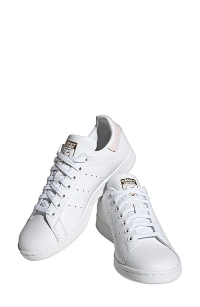 Shop Adidas Originals Primegreen Stan Smith Sneaker In White/ Pink/ Goldmet.