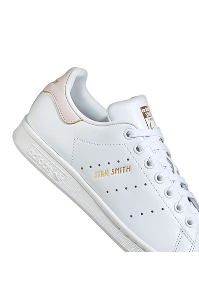 Shop Adidas Originals Primegreen Stan Smith Sneaker In White/ Pink/ Goldmet.