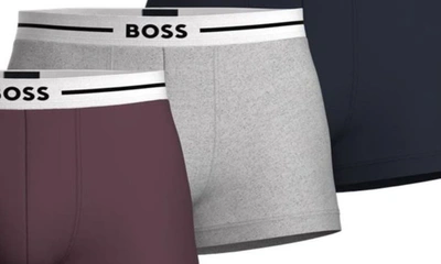 Shop Hugo Boss Boss Assorted 3-pack Cotton Stretch Jersey Boxer Briefs In Grey Multi