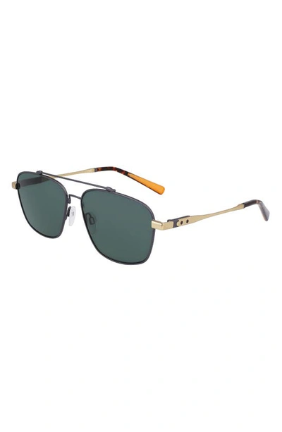 Shop Shinola Runwell 57mm Navigator Sunglasses In Satin Gunmetal/ Gold