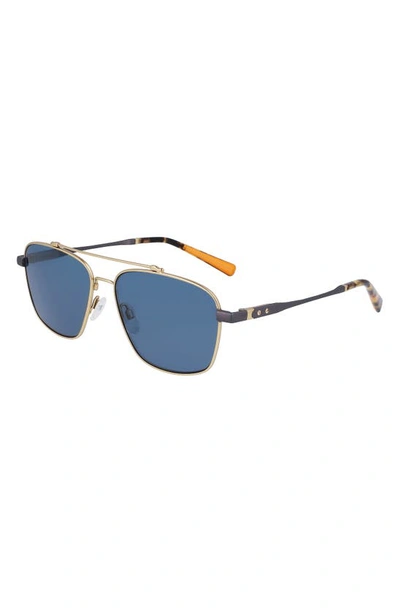 Shop Shinola Runwell 57mm Navigator Sunglasses In Satin Gold/ Gunmetal