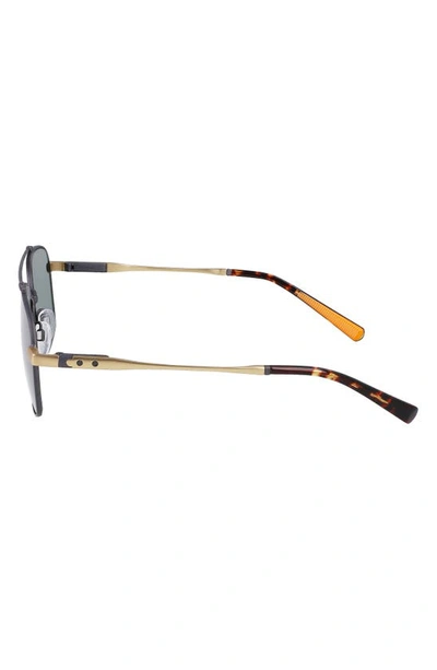 Shop Shinola Runwell 57mm Navigator Sunglasses In Satin Gunmetal/ Gold