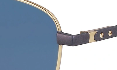 Shop Shinola Runwell 57mm Navigator Sunglasses In Satin Gold/ Gunmetal