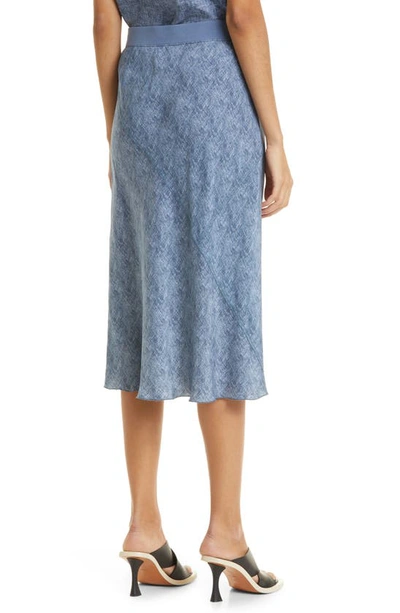 Shop Atm Anthony Thomas Melillo Bias Cut Silk Skirt In Naval Blue