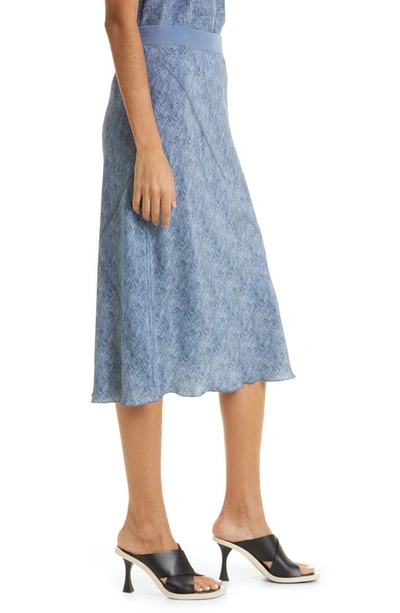 Shop Atm Anthony Thomas Melillo Bias Cut Silk Skirt In Naval Blue