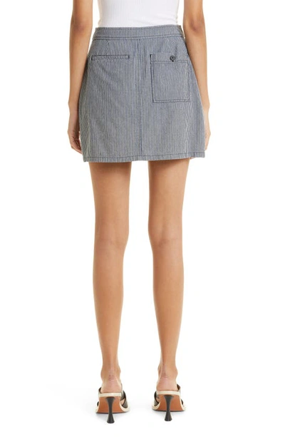 Shop Atm Anthony Thomas Melillo Ticking Stripe Wrap Miniskirt In Naval Blue