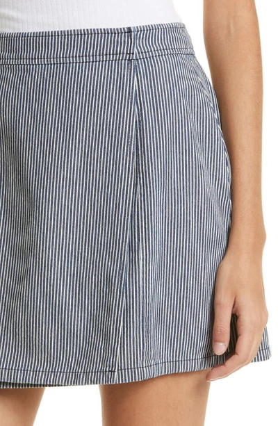 Shop Atm Anthony Thomas Melillo Ticking Stripe Wrap Miniskirt In Naval Blue