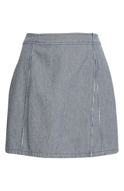 Atm Anthony Thomas Melillo Ticking Stripe Wrap Miniskirt In Naval Blue