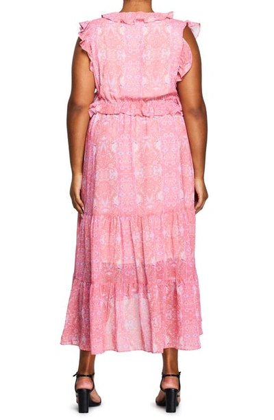 Shop Estelle Fiorentina Frill Cutout Maxi Dress In Print