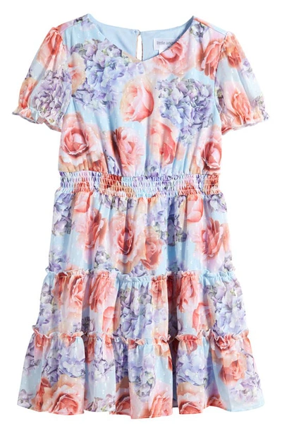 Shop Little Angels Kids' Floral Chiffon Dress In Blue Floral