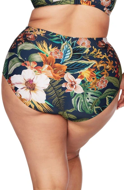 Shop Artesands Into The Saltu Raphael Ruched High Waist Bikini Bottoms In Navy