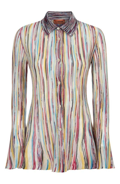 Shop Missoni Space Dye Long Sleeve Button-up Shirt In Yellow Multi