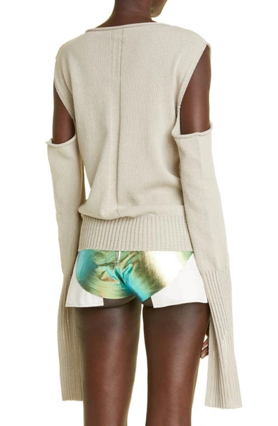 Shop Rick Owens Cape Cutout Sleeve Sweater In Pearl