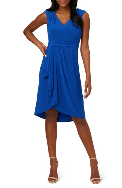 Shop Adrianna Papell Draped Matte Jersey Dress In Rich Royal