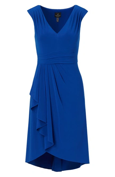 Shop Adrianna Papell Draped Matte Jersey Dress In Rich Royal