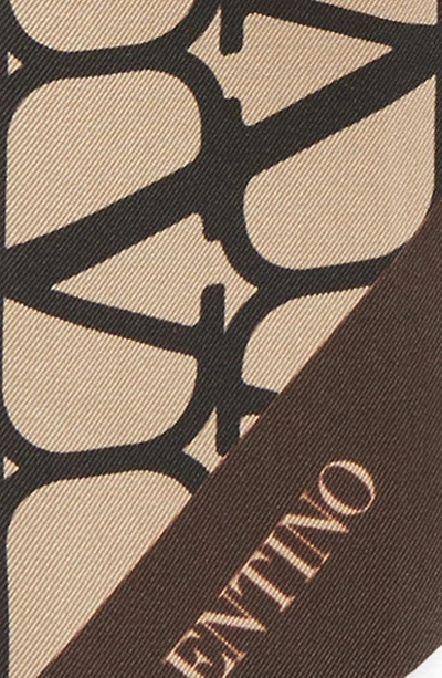 Shop Valentino Vlogo Monogram Silk Toile Skinny Scarf In V3d Beige/ Nero/ Tabacco