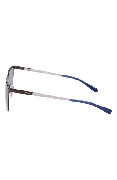 Shop Shinola Arrow 55mm Rectangular Sunglasses In Satin Gunmetal/ Silver