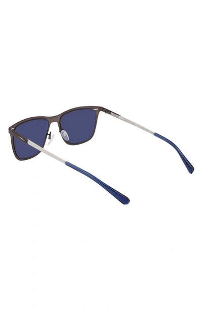 Shop Shinola Arrow 55mm Rectangular Sunglasses In Satin Gunmetal/ Silver