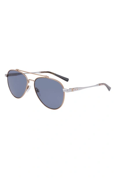 Shop Shinola Runwell 56mm Aviator Sunglasses In Shiny Rose Gold/ Silver