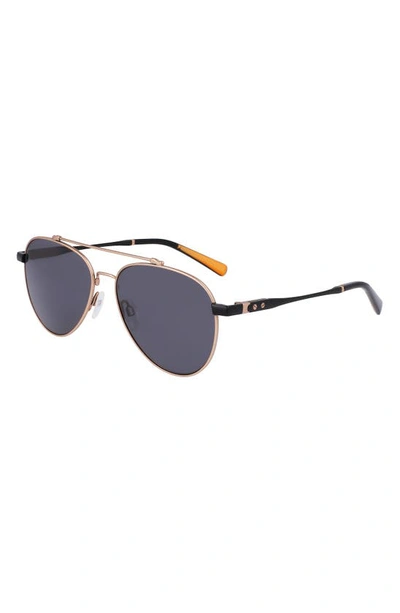 Shop Shinola Runwell 56mm Aviator Sunglasses In Satin Copper/ Black