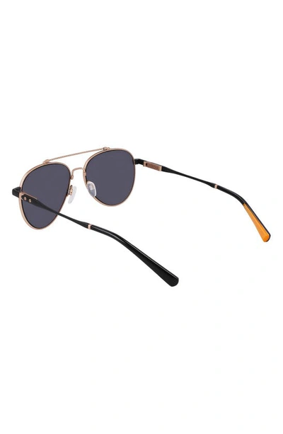 Shop Shinola Runwell 56mm Aviator Sunglasses In Satin Copper/ Black