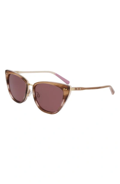 Shop Shinola Runwell 55mm Cat Eye Sunglasses In Brown/ Mauve Horn Gradient