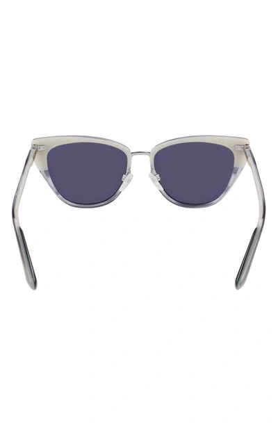 Shop Shinola Runwell 55mm Cat Eye Sunglasses In Taupe/ Blue Horn Gradient