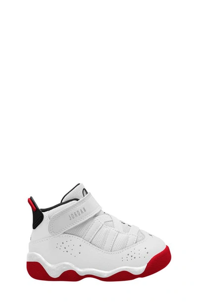 Shop Jordan Kids'  6 Rings High Top Sneaker In White/ University Red/ Black