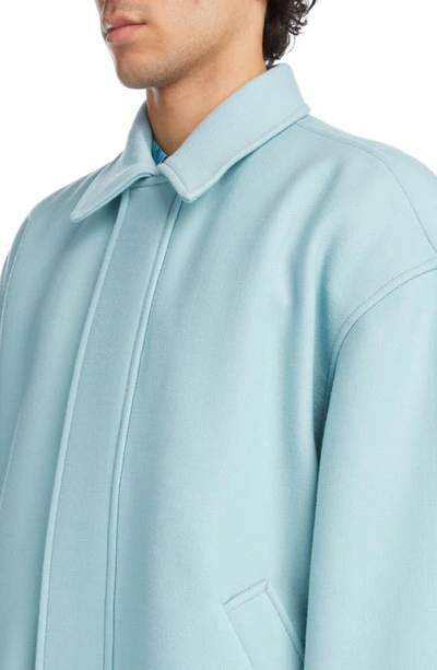 Shop Acne Studios Logo Wool Bomber Jacket In Pale Blue
