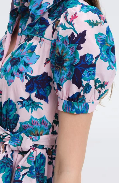 Shop Diane Von Furstenberg Queena Floral Stretch Cotton Shirtdress In Astr Lg Godes Turq