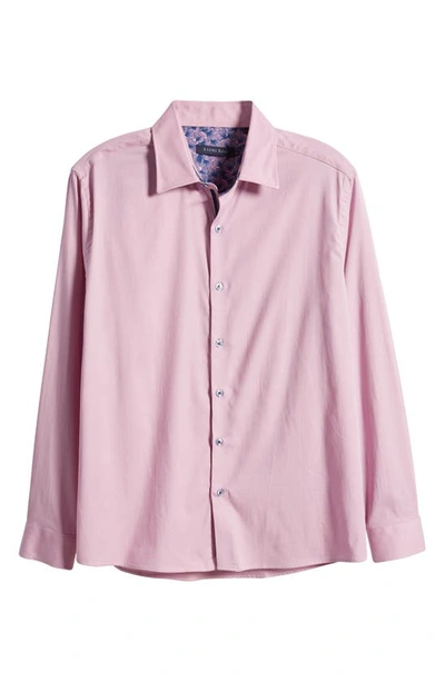 Shop Stone Rose Garment Washed Long Sleeve Button-up Shirt In Lavender