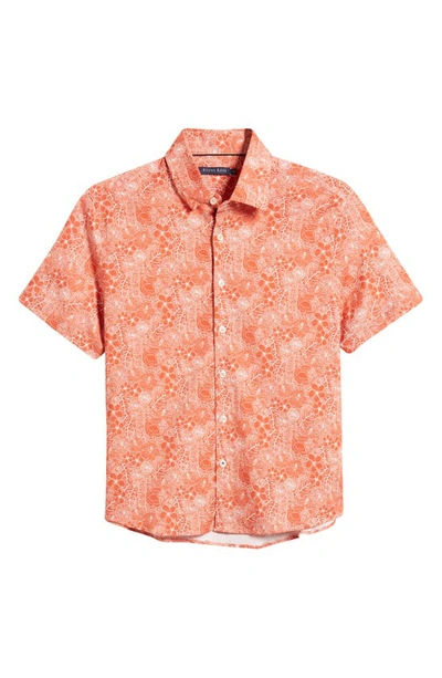 Shop Stone Rose Jungle Print Short Sleeve Button-up Shirt In Orange