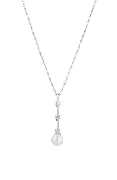 Shop Nadri Olivia Y-necklace In Rhodium With Pearl
