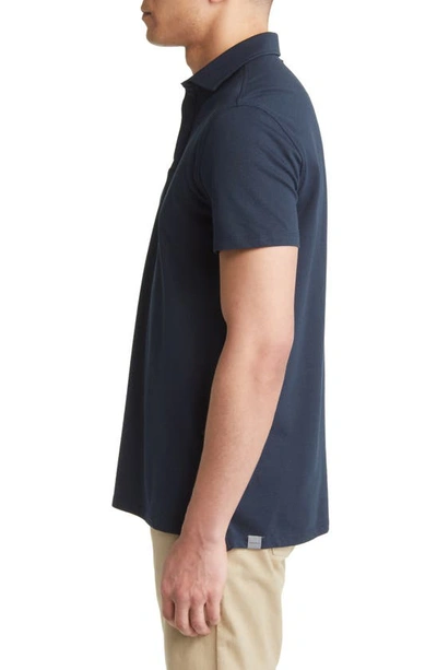 Shop Stone Rose Performance Cotton Piqué Polo In Navy