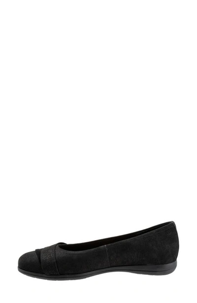 Shop Trotters Danni Leather & Suede Flat In Black Nubuck