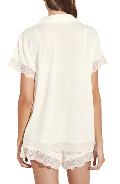 Shop Eberjey 'malou' Lace Trim Pajamas In Ivory