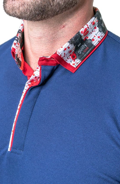 Maceoo Mozartsolidguilty Blue Piqué Button-down Polo In Blue