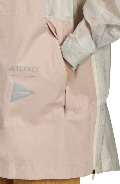 Shop Adidas Originals X And Wander Terrex Xploric Rain.rdy Water Repellent Hooded Jacket In Wonder Taupe/ Alumina