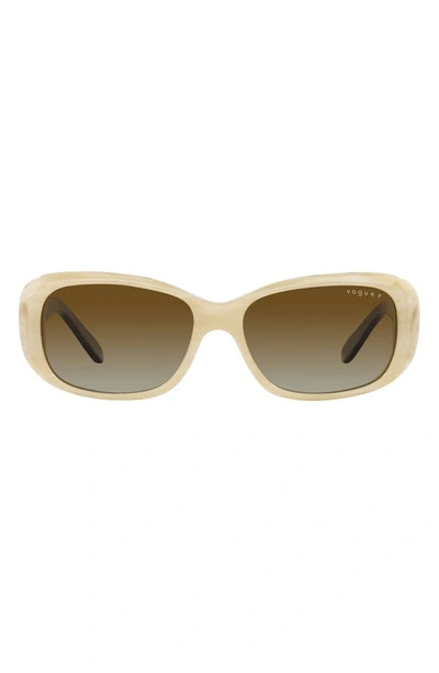 Shop Vogue 55mm Gradient Polarized Rectangular Sunglasses In Beige Horn