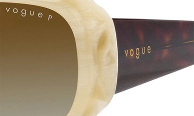 Shop Vogue 55mm Gradient Polarized Rectangular Sunglasses In Beige Horn