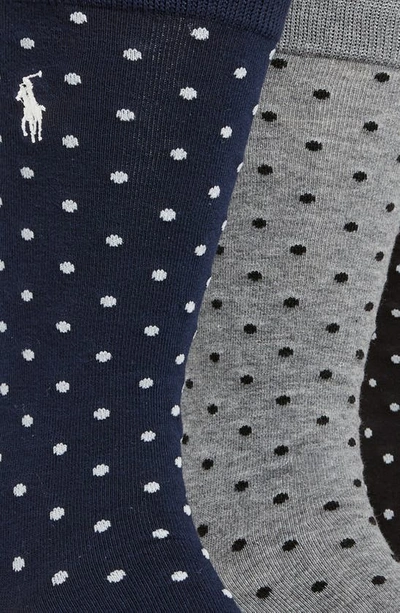 Shop Polo Ralph Lauren Pindot Assorted 3-pack Dress Socks In Navy Assorted