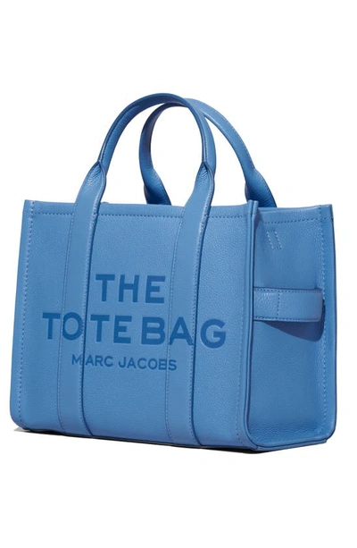 Shop Marc Jacobs The Leather Medium Tote Bag In Spring Blue