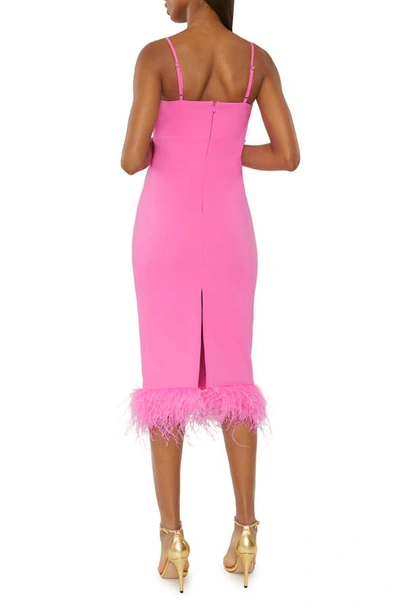 Shop Likely Electra Embellished Feather Trim Dress In Pink Sugar