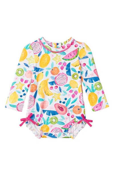 Shop Hatley Kids' Fruit Rashguard One-piece Swimsuit In White